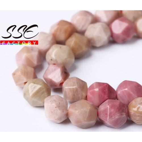 Natural Stone Faceted Rhodonite Beads Round Loose Spacer Beads For Jewelry Making 6/8/10mm DIY Bracelets Accessories 15"Strand