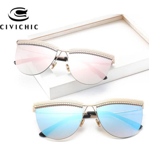 CIVICHIC 2017 Stylish Women Personalized Sunglasses Eyebrow Rhinestone Diamond Stitching Eyewear Female Noble Oculos De Sol E370