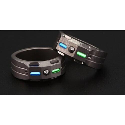 EDC Alloy Finger Ring Tritium Gas Tubes Pendant Paracord Decorations Tools Individual Defense Titanium Alloy Self Defense Ring