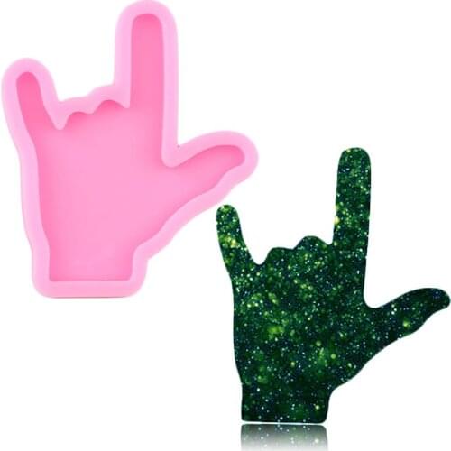 Glossy Hand I Love You In Sign Language Silicone Mold Epoxy Resin Jewelry Making Keychain Molds Fondant Cake Decorating Tools