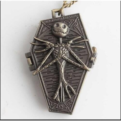 Antique Black Silver bronze Color The Nightmare Before Christmas Coffin Design pocket watch Wholesale 20 PCS/lot