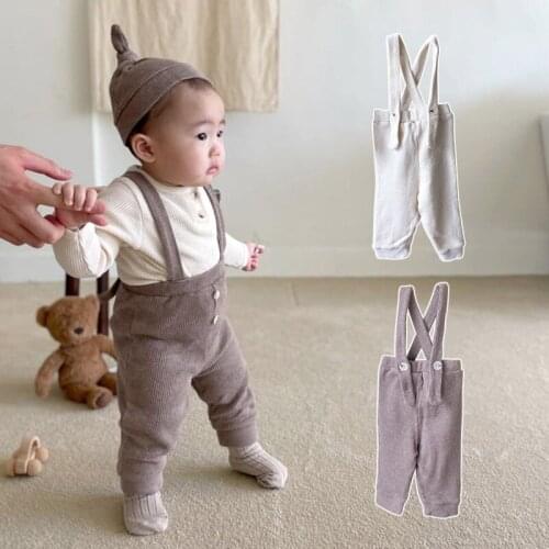 Infant Baby Overalls Spring Newborn Autumn Clothes Waffle Plaid Solid Cotton Baby Suspenders Bodysuits Leggings Elastic Pants