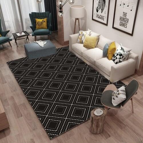 Nordic Style Black/white Plaid 3D Print Carpet Simple Home Decor Carpets For Living Room Rug Coffee Table Bedroom Area Mat Floor