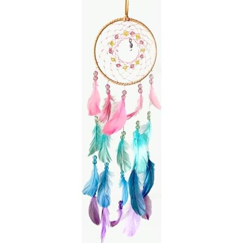Dream Catcher Feather Hanging Ornaments Feathers Wrapped Lights Girls Kids Room Decor Dreamcatcher Car Wall Decoration Gifts