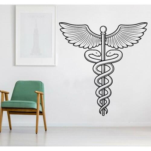 Medicine Symbol Wall Decal School Classroom Decor Caduceus Vinyl Self-adhesive Wall Sticker Home Decoration For Hospital Y943