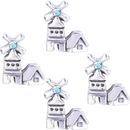 F472 Wholesale 20pcs/lot European Windmill House Memory Floating Lockets Charms Women Free Shipping