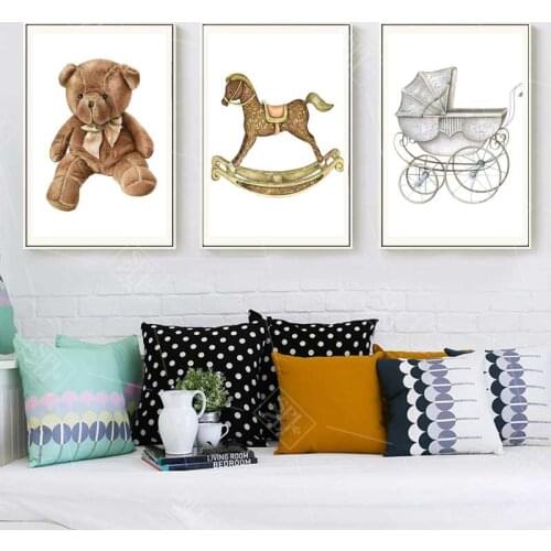 Cute Cartoon Bear Toys Picture Modern Kids Room Decoration Wall Art Canvas Painting for Living Room Posters and Prints No Framed