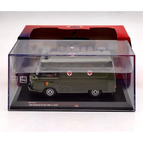 IST 1:43 Barkas B1000 SMH3 NVA 1985 IST170T Ambulance Diecast Models Car Auto Toys Gift Green