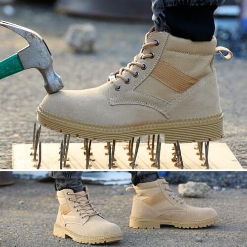 Men Lightweight Safety Shoes Breathable Deodorant Steel Toe Cap Anti-smash Anti-piercing Velvet Work Shoes Ultra-light Soft Sole
