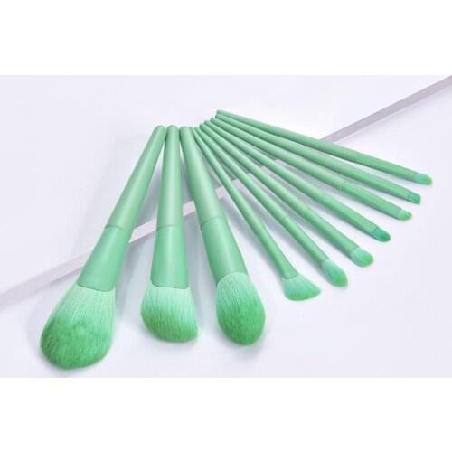 New 10Pcs Green Eye Makeup Brushes Set Eye Shadow Eyebrow Sculpting Power Brushes Facial Makeup Cosmetic Brush Tools