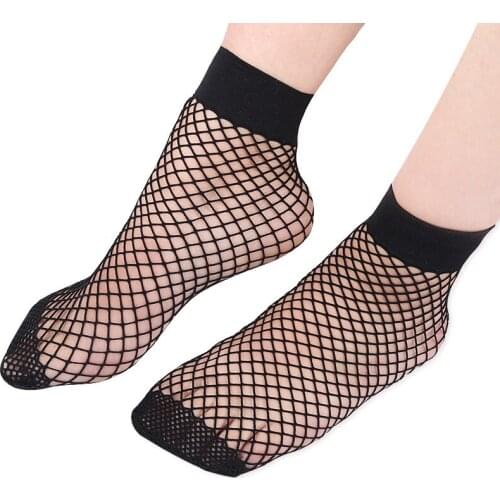LJCUIYAO Summer Sexy Retro Lace Floral Mesh Women Girl Socks Elastic Fashion Lady Soft Short Socks Female Crystal Hollow Sock