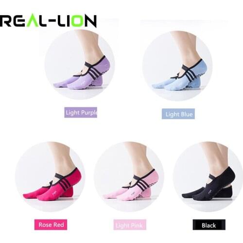 5pces/lot Women Anti-slip Yoga Socks Women Backless Bandage Non-Slip Sports Socks Slipers Ballet Dance Ladies Cotton Socks New