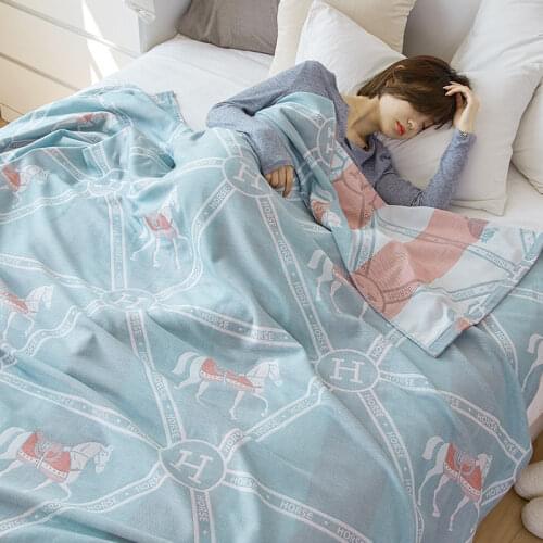 100% Cotton blankets and throws cartoon sofa towel single double gauze summer thin quilt Leisure blanket soft Bedspread sheet
