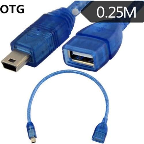OTG USB A Female jack to Mini USB B 5Pin Male plug adapter short cable 0.25m