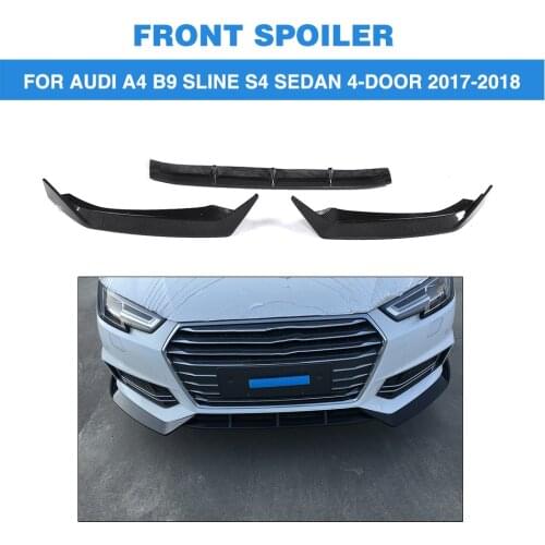 Front Bumper Lip Spoiler Splitters For Audi A4 B9 SLINE S4 Sedan 4 Door 2017 2018 Carbon Fiber / FRP black Unpainted