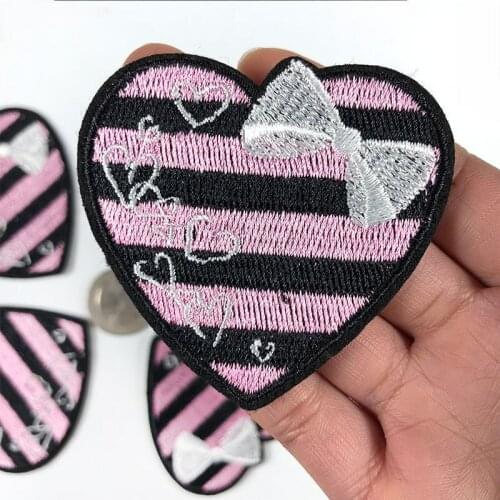 PGY Fashion Cartoon Roses Bow Love Patches For Clothing Iron On Embroidered Appliques DIY Apparel Accessory Patches For Clothes