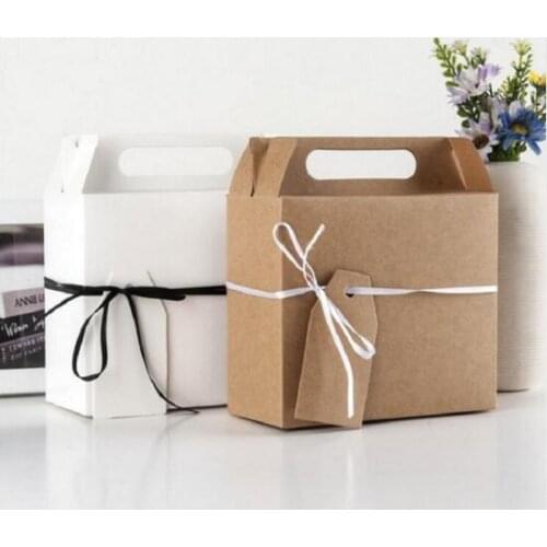 2 Colors Bigger Size Party Gift Box Kraft Paper Candy Tote Bag Wedding Decoration Party Favors Anniversary Valentines Day