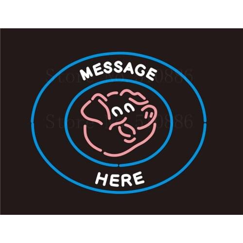 Custom NEON Sign Board Messge Here Pig Glass Tube Beer Bar Club Pub Display Store Shop Light Signboard Signage Signs 17*14"