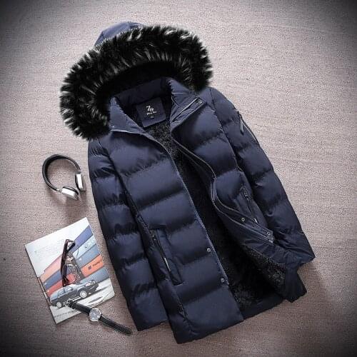 Casual Men Winter Parka Mid-Length 5 Colors 2020 New Warm Jacket Outwear Windproof Coat Hooded Mid-length mens jacket Size S-3X