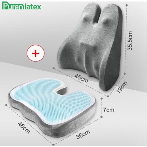 PurenLatex Memory Foam Gel Cushion Waist Lumbar Support Pillow Spine Coccyx Protect Orthopedic Car Seat Office Sofa Back Cushion