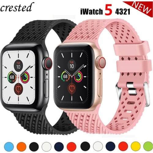 Silicone Strap for Apple watch band 44mm 40mm 38mm 42mm Rhombic pattern Breathable belt bracelet iwatch serie 3 4 5 se 6 band