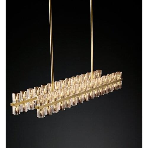 Postmodern Nordic minimalist creative crystal rectangular model room hotel guest restaurant RH retro chandelier
