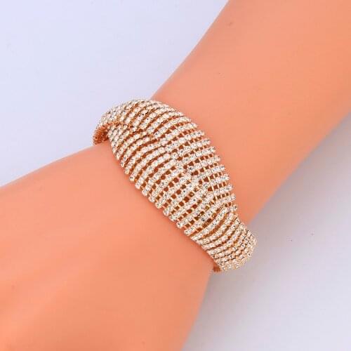 Luxury Gold Charming Full Crystal Bracelets & Bangles Women Elegant Cubic Zirconia Simple Design Bracelet Wedding Party Jewelry