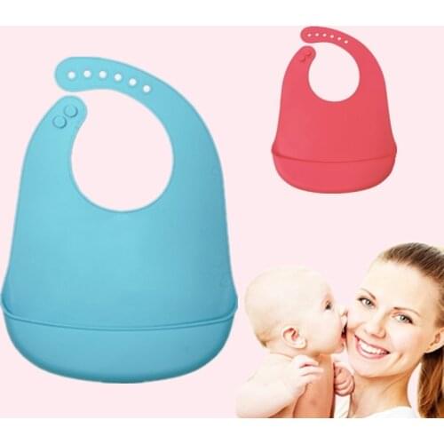Silicone Waterproof Baby Bibs Burp Cloths Toddler Kids Toddler Adjustable Wipeable Feeding Apron Saliva Bandana 4 Colors