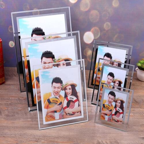 Glass Picture Frame,Silver Mirrored for Photo Display Stand on Tabletop,Pack of 2