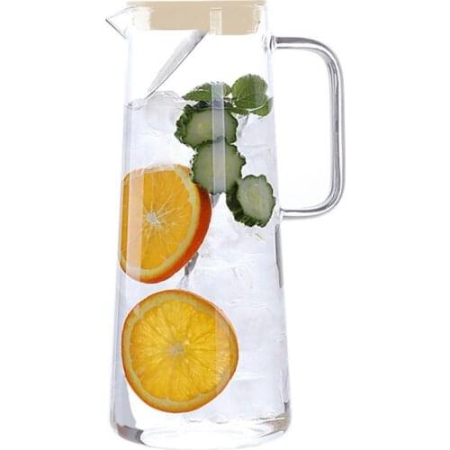 Large capacity glass teapot transparent bamboo lid heat-resistant glass