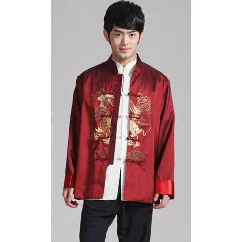 Traditional Chinese Clothing Men Quinquagenarian Costume Man Autumn Winter Male Jacket Embroidery Nation Cheongsam Top