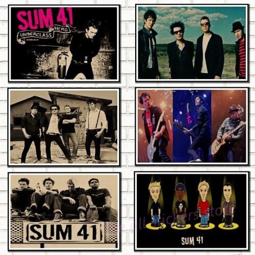 Vintage Poster. Sum 41 retro Kraft rock poster painting music band bar restaurant student hostel wall stickers/6037