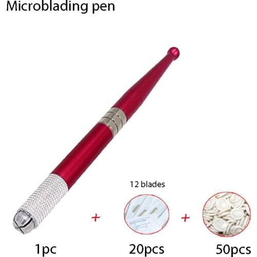 Embroidery machine pen Aluminum alloy Manual tattoo pen kits with 20 pcs needle blade+50pcs Disposable finger sets