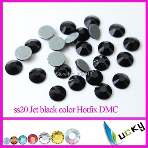 Top Quality HotFix rhinestone! ss6 ss10 ss16 ss20 ss30 Black color Crystal iron strass Flat back rhinestones super shine