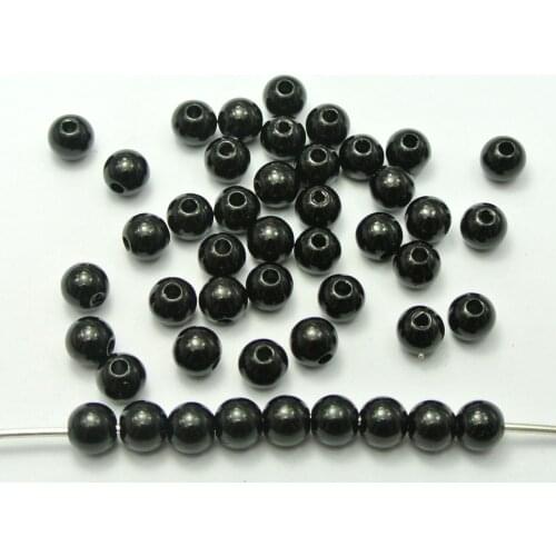200 Pcs 8mm Plastic Faux Pearl Round Beads Black Imitation Pearl