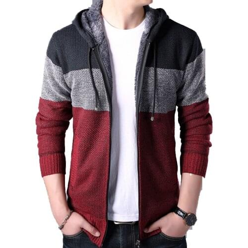 2020 Autumn Winter Men Hoodies Cardigan Men Striped Knitted Sweaters Mens Hoody Sweatercoats Brand Male Fleece Sweaters 3XL