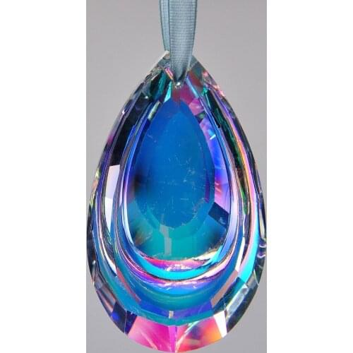 63mm Rainbow Color Teardrop Glass Crystal Chandelier Pendant Parts Prisms Suncatcher Droplet Sewing Wedding Centerpieces Decor