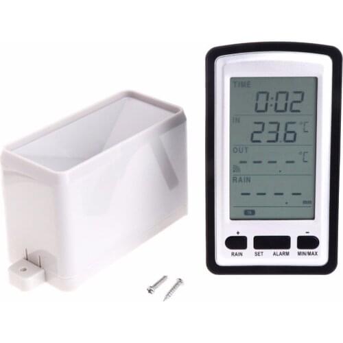 Wireless Rain Meter Gauge Weather Station indoor/outdoor temperature Recorder