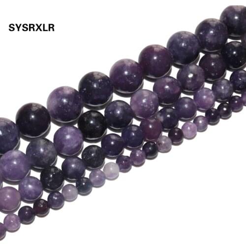 Natural Stone Beads Lepidolite Loose Round Spacer Beads For Jewelry Making DIY Bracelet Necklace Accessories 4/6/8/10/12mm