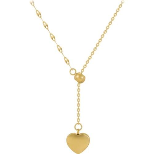 316L Stainless Steel Simple Gold Adjustable Love Heart Pull Necklace Splicing Chain 3D Heart Necklace No Fade