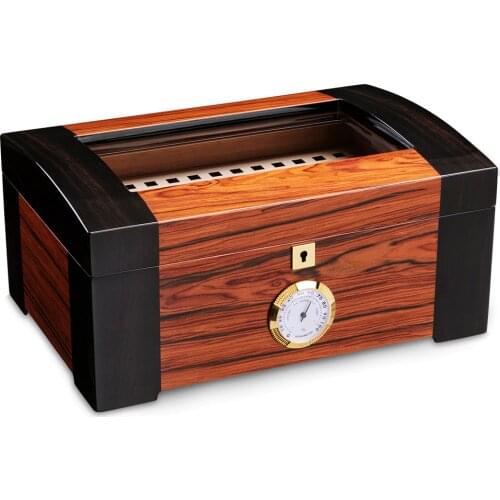 Top glass Cigar Humidor Box cedar Wood storage case Hygrometer Humidifier Smoking Cigar Accessories Gifts CLA-A0004a