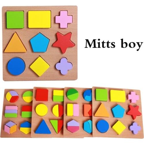 Baby Montessori Educational toy Wooden 3D Half imposition Puzzle Sound Wooden Sensory Brain Training Intellectual Learning Toys
