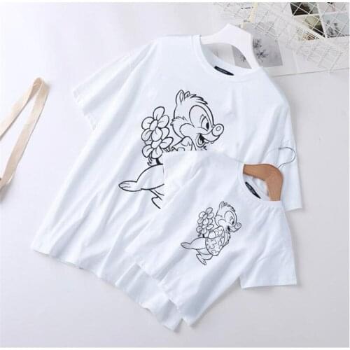 Disney Chip And Dale Sketches Cartoon Printed Family T Shirts Unsiex Kids Boys Girls Mother Father Family Matching Clothes