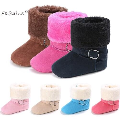 E&Bainel New Winter Warm Newborn Baby Boys Girls First Walkers Shoes Infant Toddler Soft Soled Anti-slip Baby Boots Fur Booties