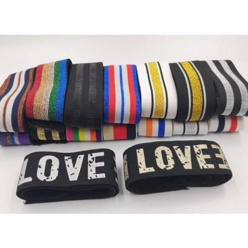 Elastic Bands 4cm Wide Grain Trousers Elastic Ribbon Waistband Colorful Stripe Rubber Band 40mm Webbing Bags Sewing Cloth 1Meter