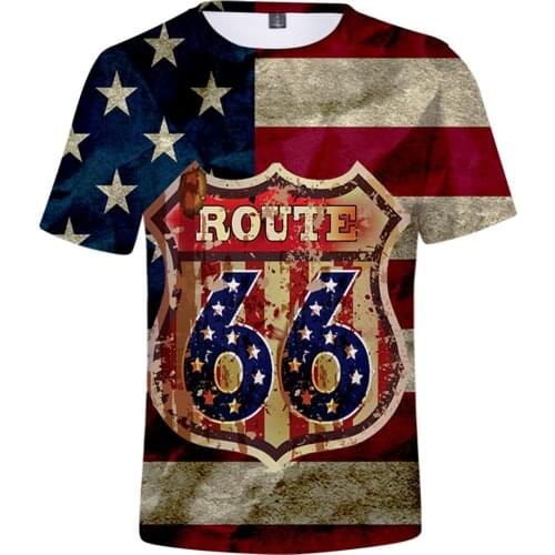 Hip Hop T-Shirts New Printed Route 66 3D t Shirt Men/women Casual Summer Short Sleeve Tees Fashion Cool Boys Casual Clothes