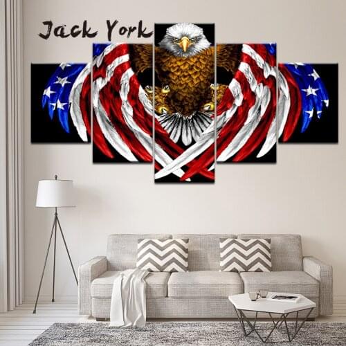 Canvas Painting Eagle and flag 5 Pieces modern Wall Art Painting Modular Wallpapers Poster Print for living room Home Decor
