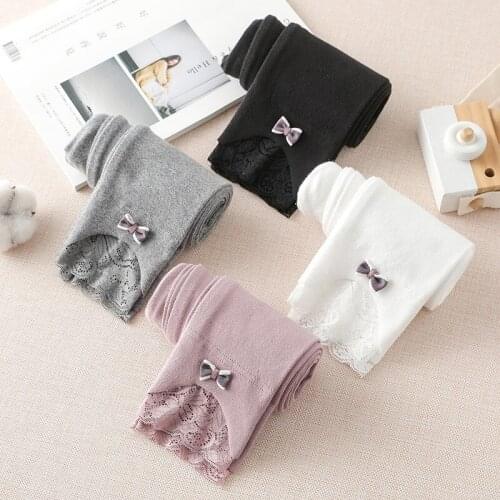 3-9 Years Baby Girl Leggings Spring Autumn Kids Cotton Elasticity Slim Pants Lace Bow Skinny Leggings Pants For Girls Baby Pants
