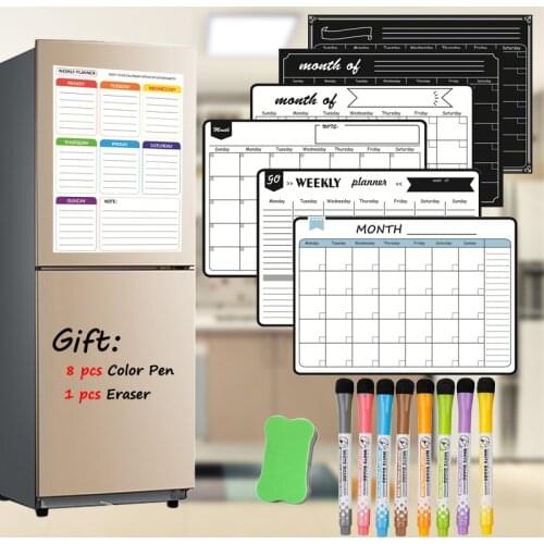 Magnetic Weekly Monthly Planner Table Dry Erase Whiteboard Blackboard for Fridge Bulletin Board Gift Strong Magnetic Pen