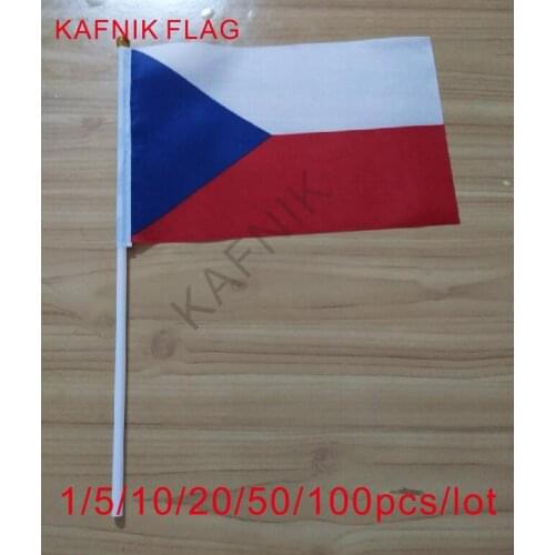 KAFNIK ,10/20/50/100pcs the Small Czech Republic flag 14*21CM Czech Repbulic Flag the hand national flag with Pole Handing flag